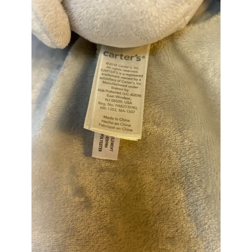 2016 Carter's Elephant Lovey Plush Animal Gray Grey‎ Satin Security Blanket